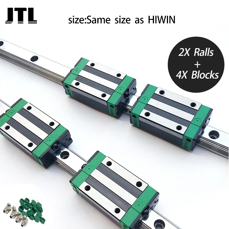 2PCS HGW15 :2 PCS HGH15 Linear Guide Rail width 15mm length+4pcs HGW15CC Slide Block Carriages for xy table cnc parts
2PCS HGW15 :2 PCS HGH15 Linear Guide Rail width 15mm length+4pcs HGW15CC Slide Block Carriages for xy table cnc parts