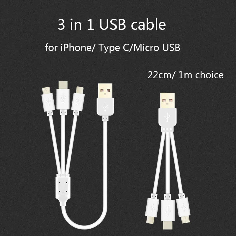 3 in 1 short USB Cable for Mobile Phone Micro USB Type C Charger Cable for iPhone 6 7 8 XS XR Charging Cable Phone Charger Cord
3 in 1 short USB Cable for Mobile Phone Micro USB Type C Charger Cable for iPhone 6 7 8 XS XR Charging Cable Phone Charger Cord