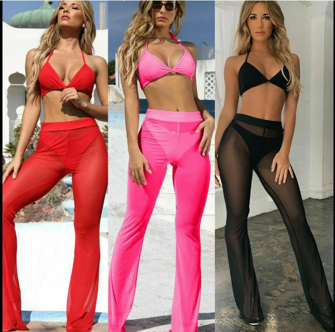 Women Sexy Mesh Sheer Trousers Bikini Cover Beach Transparent Pants High Waist 2021 Fishnet Hollow Out Ruffles Wide Leg Pants
Women Sexy Mesh Sheer Trousers Bikini Cover Beach Transparent Pants High Waist 2021 Fishnet Hollow Out Ruffles Wide Leg Pants