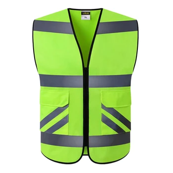 Reflective Safety Vest, Bright Neon Yellow Color with Reflective Strips - Zipper Front Style-A
Reflective Safety Vest, Bright Neon Yellow Color with Reflective Strips - Zipper Front Style-A