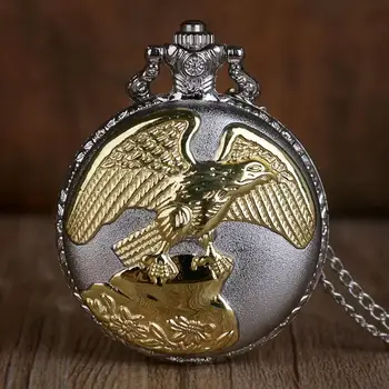 

Vintage Antique Quartz Pocket Watches Silver Eagle Wings Pocket Watches Mens Womens With Necklace Chain Gifts reloj de bolsillo