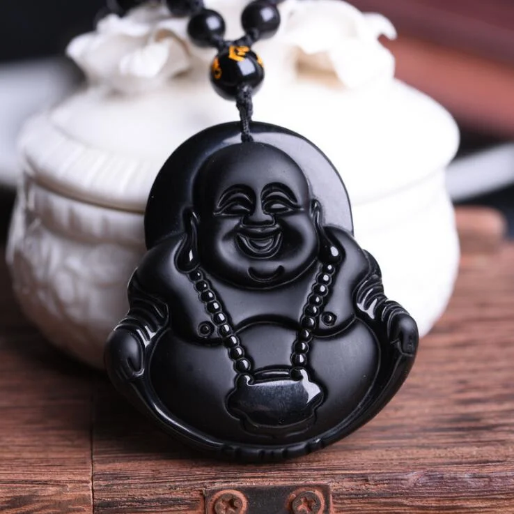 Black Obsidian Buddha Necklace Pendant Jade Jewelry Fine | Украшения и аксессуары