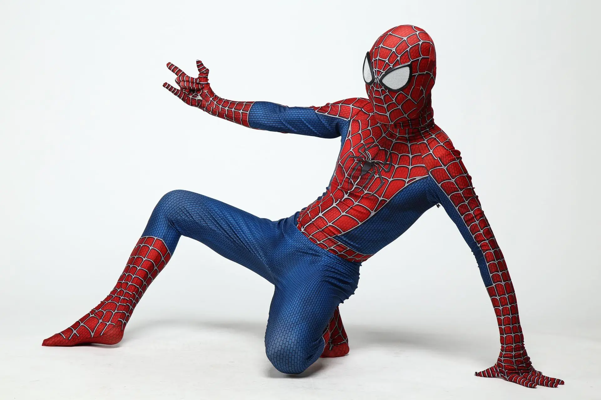 Красный и синий костюм Человека паука костюмы для взрослых детей.