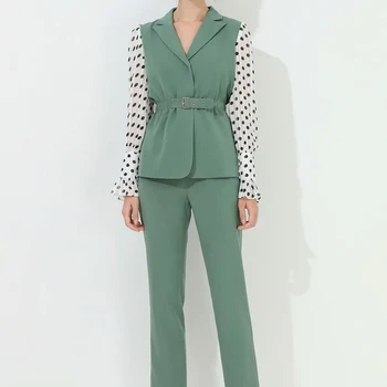 Runway Designer Polka Dot Print Sexy V-Neck Belt Long Sleeve Coat Top Elegant Trousers Two-Piece Set High Quality Fashion
Runway Designer Polka Dot Print Sexy V-Neck Belt Long Sleeve Coat Top Elegant Trousers Two-Piece Set High Quality Fashion