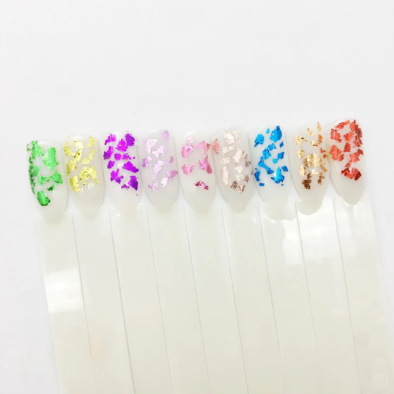 Дизайн ногтей красочные блестящие алюминиевые фольги 3D чешуйчатая наклейка УФ