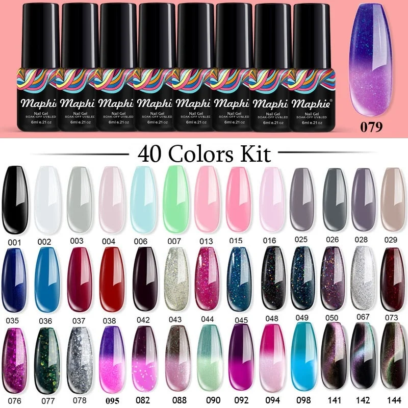 Maphie 40Pcs/Lot UV Nail Gel Sets Semi Permanent Shiny Color Gel Polish Kit Long Lasting Glitter Led Lacquer Need Base Top Coat
Maphie 40Pcs/Lot UV Nail Gel Sets Semi Permanent Shiny Color Gel Polish Kit Long Lasting Glitter Led Lacquer Need Base Top Coat