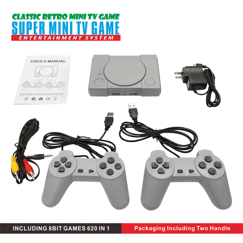 Handled Video Game Console PS1 Mini Video Game for FC with 620 Games Double Gamepads Classic Retro 8 bit
Handled Video Game Console PS1 Mini Video Game for FC with 620 Games Double Gamepads Classic Retro 8 bit