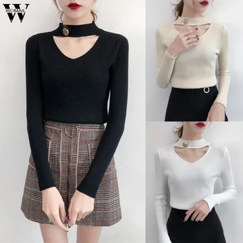 Womail 2019 Women Sweater Autum Trendy casual solid V-Neck female pullover full sleeve Beading Hollow Jumper soft knitted
Womail 2019 Women Sweater Autum Trendy casual solid V-Neck female pullover full sleeve Beading Hollow Jumper soft knitted