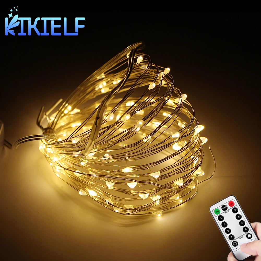 50/100/200 LED USB/Battery String Copper Fairy Lights Christmas Garland Remote Control Timing Lamp Wedding Party Garden Home Dec | Лампы и