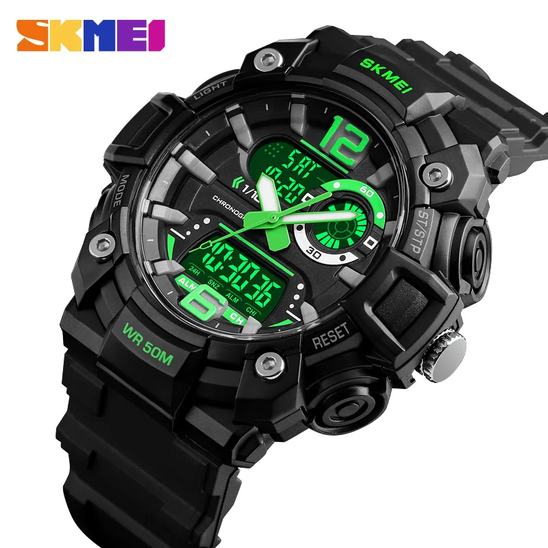 

SKMEI Military Sports Watches Men Fashion Dual Display Digital Watch Waterproof Luminous Quartz Wristwatch montre homme 1529