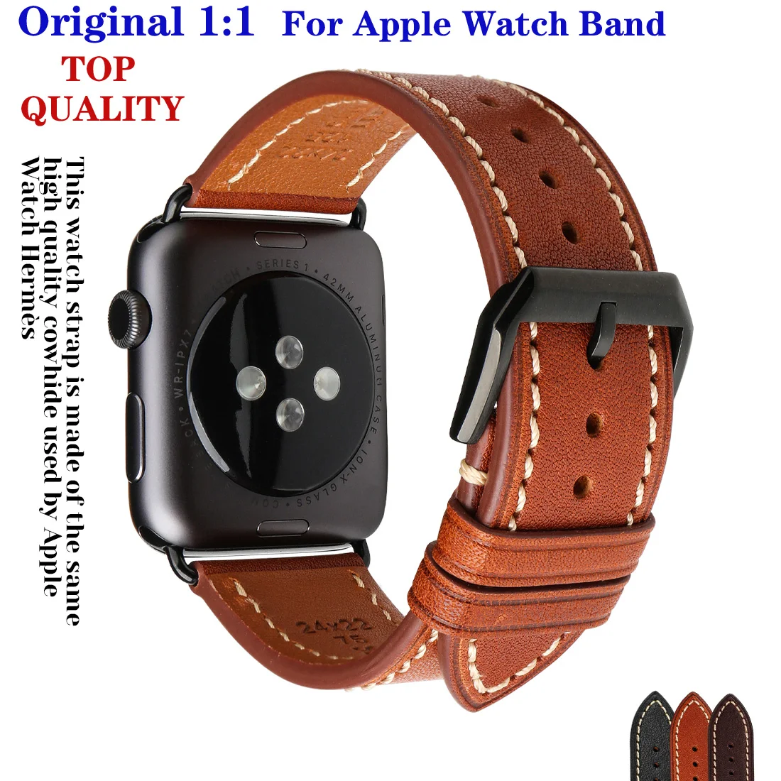 Ремешок кожаный для Apple Watch 45 мм 41 44 40 42 38 Series 7 6 SE 5 4 3 | Наручные часы