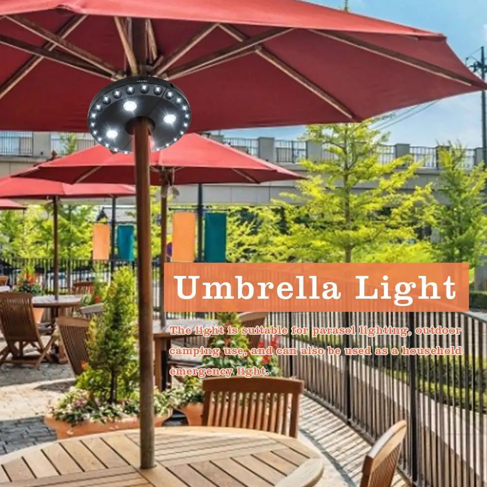 Lighting Umbrella Light 3 Lighting Modes Cordless 28 Led Lights Umbrella Pole Light For Patio Umbrellas Camping Tents Outdoor Use Battery Operated Black 1pc Umbrella Lights
