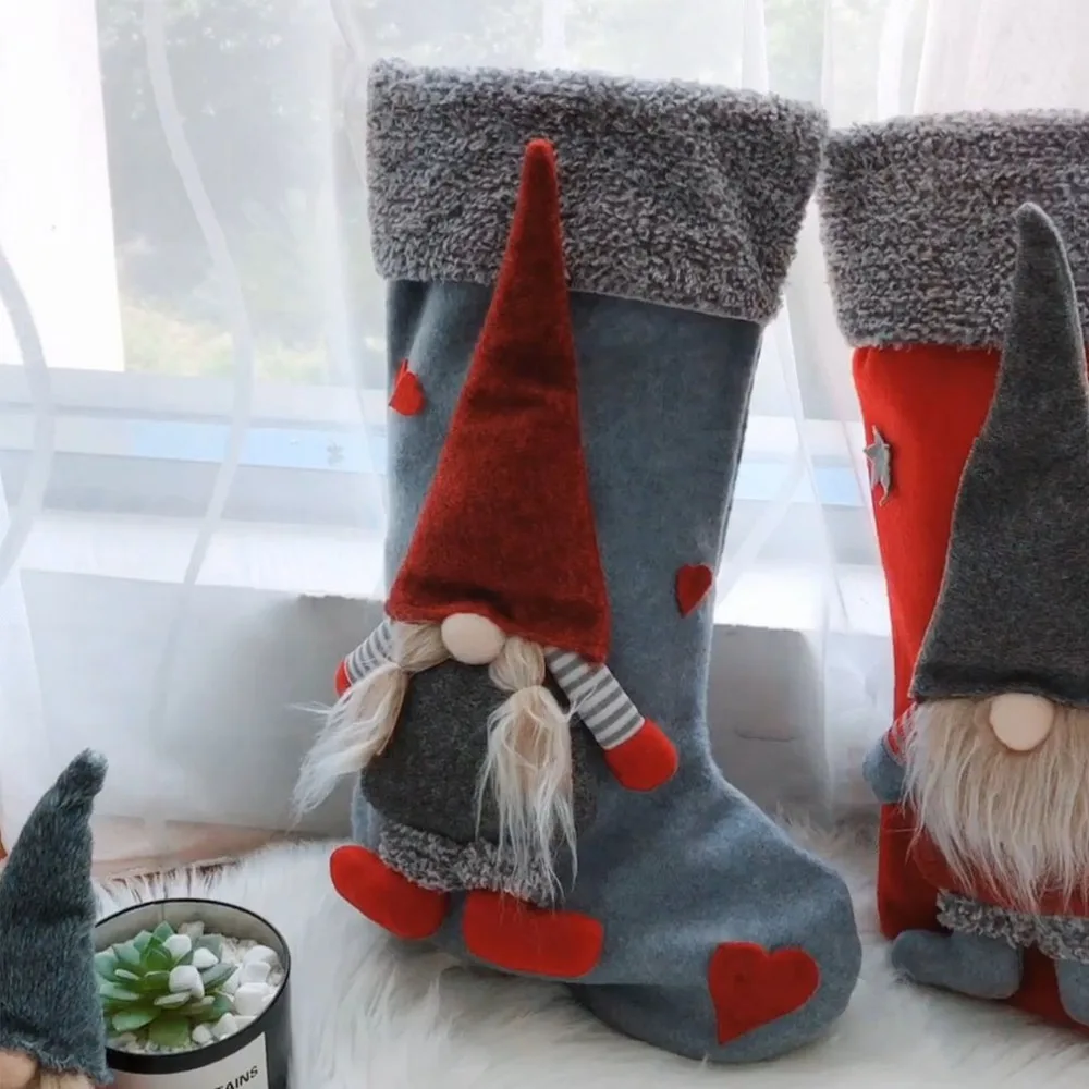 large christmas stockings gifts cloth santa elk socks xmas
