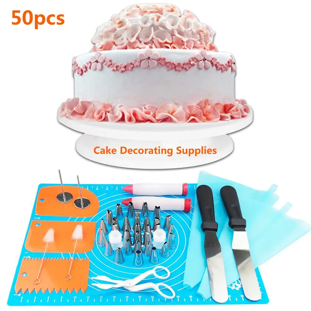 50Pcs/Set Cake Turntable Decorating Mouth Set DIY Flower Table Fondant Cake Baking Decorating Tools 32 Numbered Icing Tips
50Pcs/Set Cake Turntable Decorating Mouth Set DIY Flower Table Fondant Cake Baking Decorating Tools 32 Numbered Icing Tips