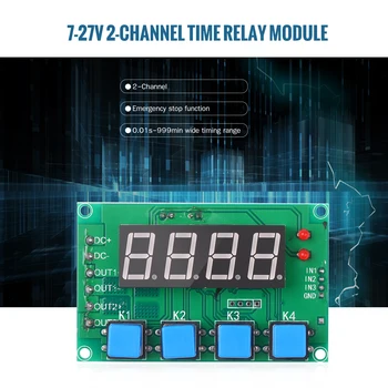 7-27V 2-Channel Time Relay Module Digital Cycle Delay Switch Control with 0.01s-999min Timing Range for Smart Home Industrial
7-27V 2-Channel Time Relay Module Digital Cycle Delay Switch Control with 0.01s-999min Timing Range for Smart Home Industrial