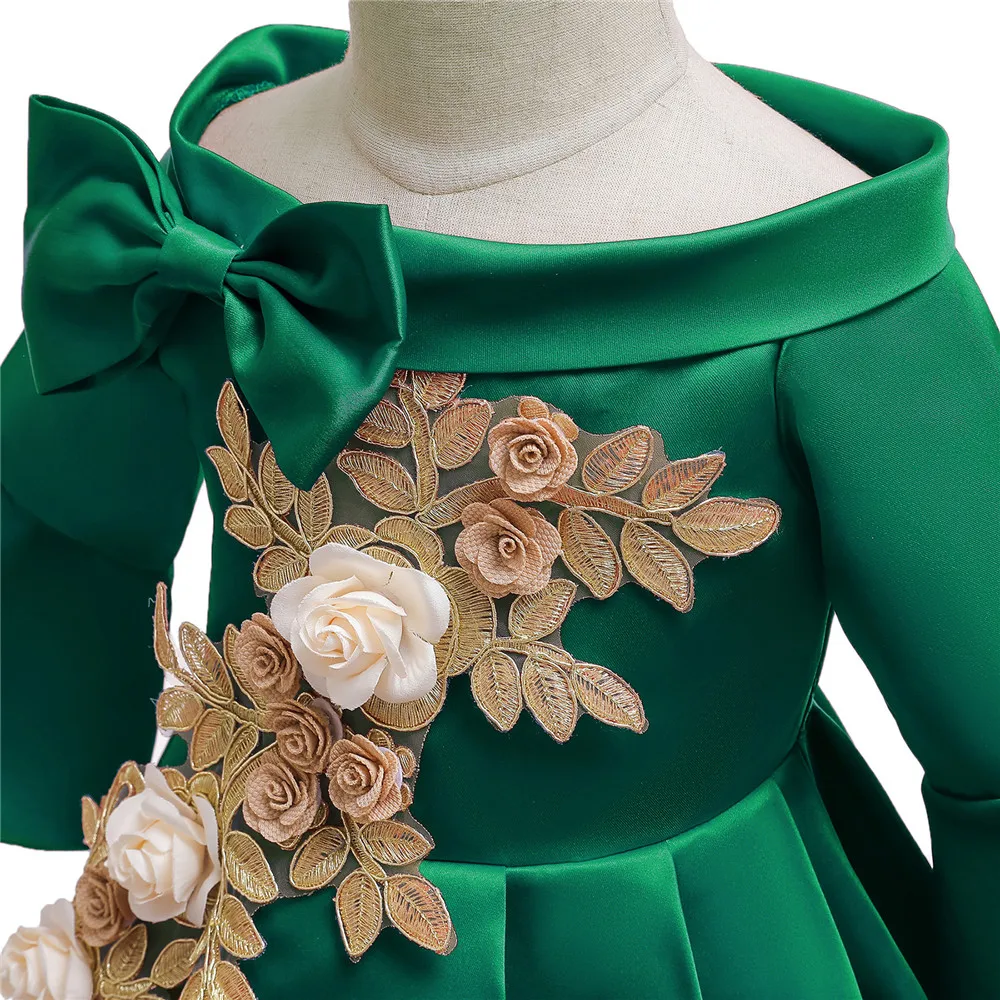 Flower Girls Dresses New Christmas Princess Dress Cute Kids Wedding Party Prom Gown Formal Children Clothing For Girls 10 Years (21)