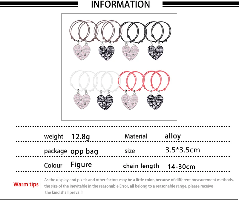 Love heart charm bracelets with adjustable rope chain in multiple colors.