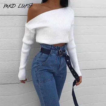White One-Shoulder Knitted Sweater Tops Women Long Sleeve Solid Sweaters Office Ladies Casual Autumn Tops Workwear
White One-Shoulder Knitted Sweater Tops Women Long Sleeve Solid Sweaters Office Ladies Casual Autumn Tops Workwear