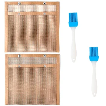 2 BBQ Bags with 2 Silicone Brushes Non-Stick Barbecue Grill Mesh Bag Reusable Easy-To-Clean Bag Copper
2 BBQ Bags with 2 Silicone Brushes Non-Stick Barbecue Grill Mesh Bag Reusable Easy-To-Clean Bag Copper