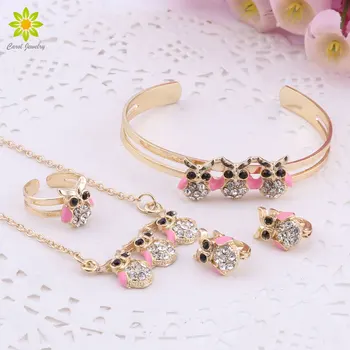 Gold-Color Baby Jewelry Sets Gift Children Cute Owl Pendant Jewelry Sets Kids Jewellery Ring Earrings Bracelet Necklace
Gold-Color Baby Jewelry Sets Gift Children Cute Owl Pendant Jewelry Sets Kids Jewellery Ring Earrings Bracelet Necklace
