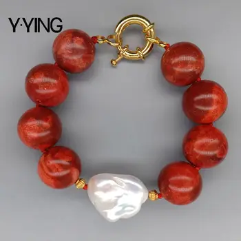 Y·YING 18mm Red round Sponge Coral White Kehsi Pearl strand Bracelet 8" handmade style for women
Y·YING 18mm Red round Sponge Coral White Kehsi Pearl strand Bracelet 8" handmade style for women