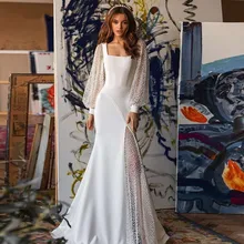 2021 New Arrival Mermaid Wedding Dresses Long Puff Sleeves Square Collar Bridal Gowns Custom Made Boho Vestido De Novia 2021
2021 New Arrival Mermaid Wedding Dresses Long Puff Sleeves Square Collar Bridal Gowns Custom Made Boho Vestido De Novia 2021