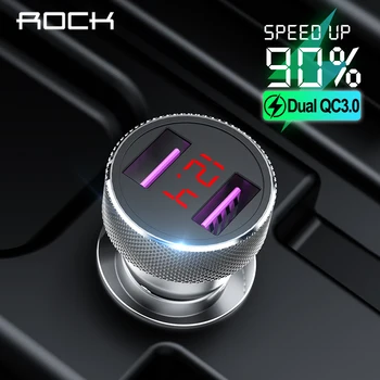 ROCK Digital LED USB Metal Car Charger Display Dual QC 3.0 Fast Quick Charge Usb Charger For iPhone 11 Samsung Xiaomi 
ROCK Digital LED USB Metal Car Charger Display Dual QC 3.0 Fast Quick Charge Usb Charger For iPhone 11 Samsung Xiaomi