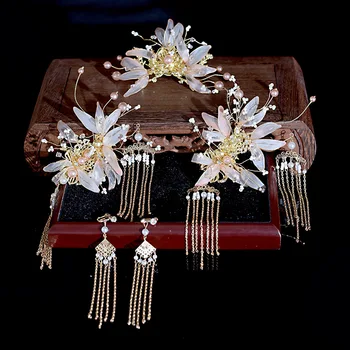 Ancient Dragon and Phoenix Headdress Bride Handmade Liquid Flower crown Hair Accessories Light Color Tassel hair jewelry Chinese
Ancient Dragon and Phoenix Headdress Bride Handmade Liquid Flower crown Hair Accessories Light Color Tassel hair jewelry Chinese