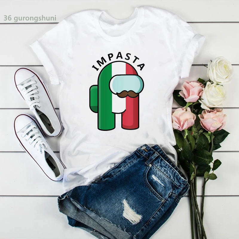 

fashion new women t-shirt cartoon among us Crewmate new game print t-shirt femme summer aesthetic Harajuku tshirt clothing tops