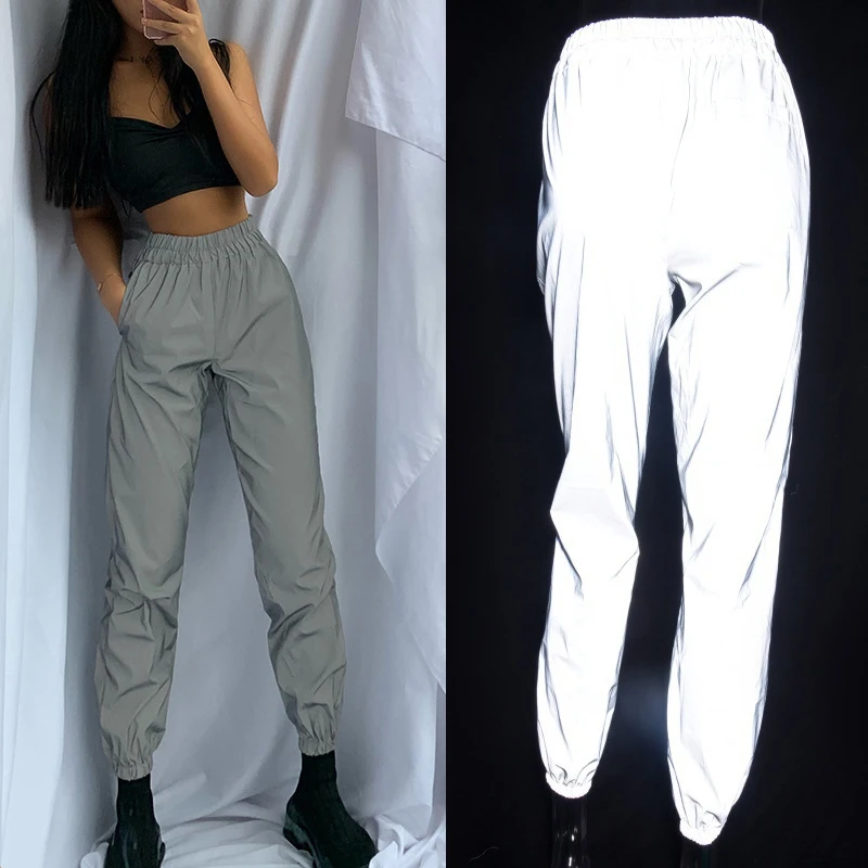 Women Reflective Pants Elastic Waist Joggers Solid Sweatpants Cargo Pant Trousers Loose Tracksuit Polyester Casual Winter Autumn
Women Reflective Pants Elastic Waist Joggers Solid Sweatpants Cargo Pant Trousers Loose Tracksuit Polyester Casual Winter Autumn