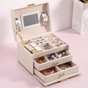 Large Jewelry Packaging Boxes Armoire Dressing Chest with Clasps Bracelet Ring Organizer Carrying Cases with 2 Drawers 3 Layers
Large Jewelry Packaging Boxes Armoire Dressing Chest with Clasps Bracelet Ring Organizer Carrying Cases with 2 Drawers 3 Layers