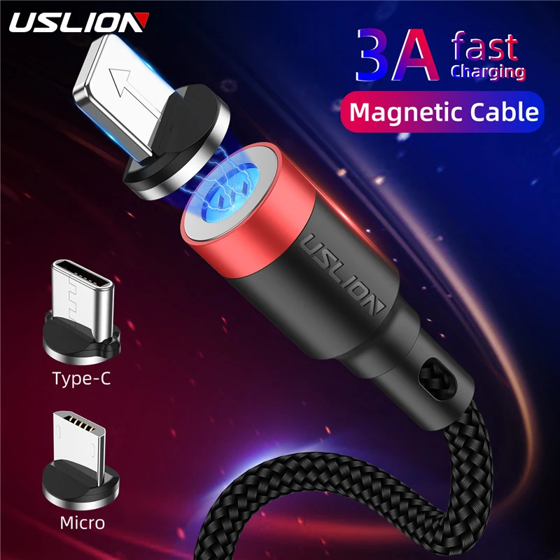 USLION 3A Magnetic Cable Fast Charging For IPhone X XS MAX Huawei Android Micro USB Type C Cable Data Magnet Charger Quick Cable
USLION 3A Magnetic Cable Fast Charging For IPhone X XS MAX Huawei Android Micro USB Type C Cable Data Magnet Charger Quick Cable