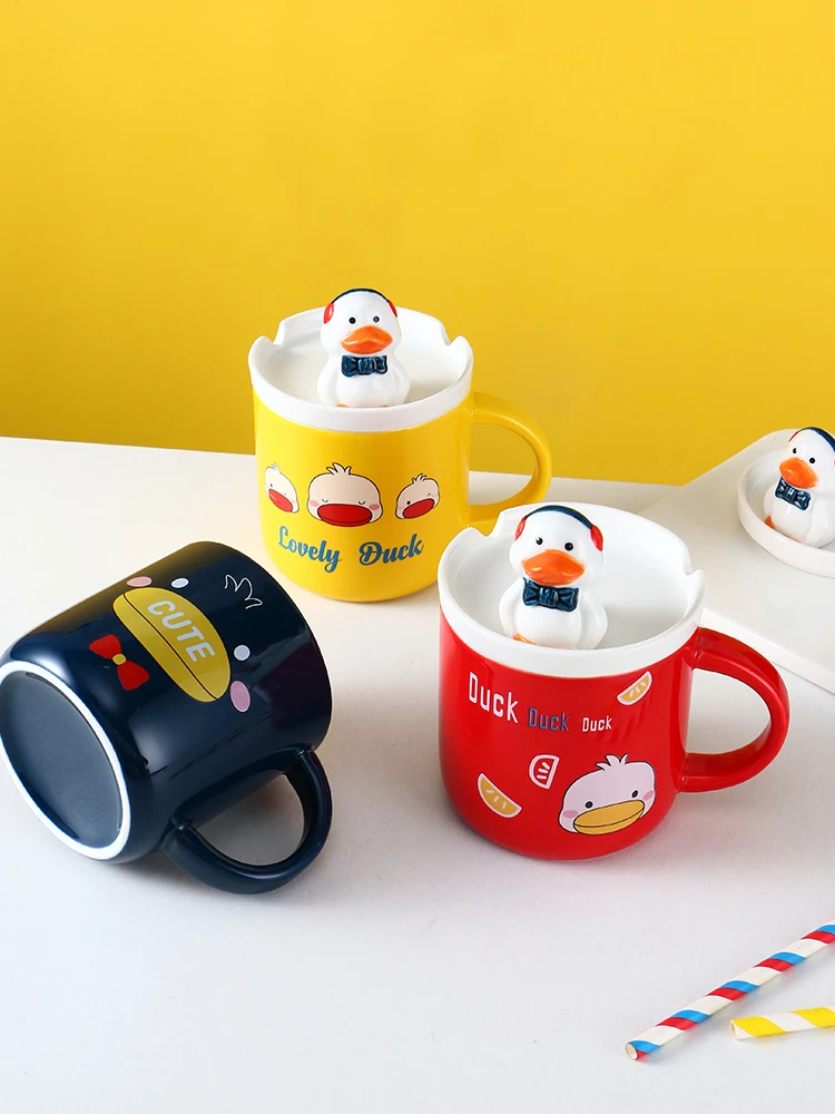 Cute cartoon duck mug breakfast ceramic coffee cup for children home student with lid spoon Korean girl heart
Cute cartoon duck mug breakfast ceramic coffee cup for children home student with lid spoon Korean girl heart