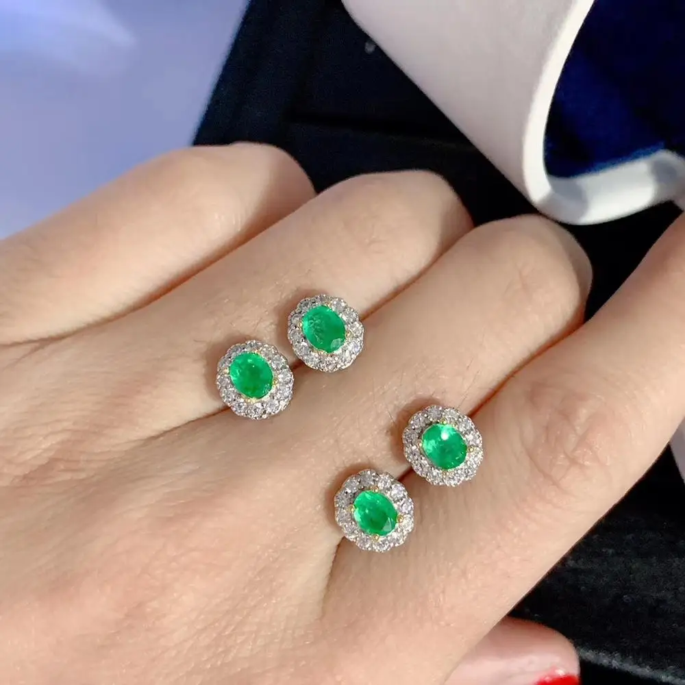 exquisite earrings green emerald girl silver natural real gem 925 sterling birthday gift sale | Украшения и аксессуары
