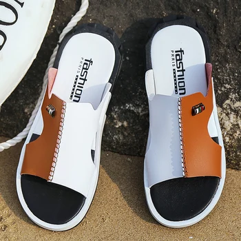 Hot Sandals Men Summer Slippers 2019 Fashion Peep Toe PU Flip Flops Shoes Male Outdoor Non-slip Flat Beach Slides Big Size 38-46
Hot Sandals Men Summer Slippers 2019 Fashion Peep Toe PU Flip Flops Shoes Male Outdoor Non-slip Flat Beach Slides Big Size 38-46