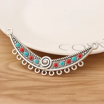 5 Pieces Tibetan Silver Tribal Crescent Enamel Chandelier 11 Bailors Multi Strand Connectors Pendants Necklace Jewellery Making 
5 Pieces Tibetan Silver Tribal Crescent Enamel Chandelier 11 Bailors Multi Strand Connectors Pendants Necklace Jewellery Making