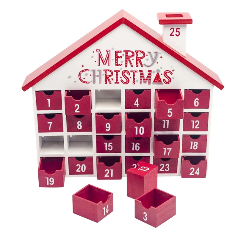 Christmas Wooden Calendar Decoration Countdown Calendar Box Children/'s Candy Gift Storage Box Creative Home Ornament Christmas Wooden Calendar Decoration Countdown Calendar Box Children/'s Candy Gift Storage Box Creative Home Ornament