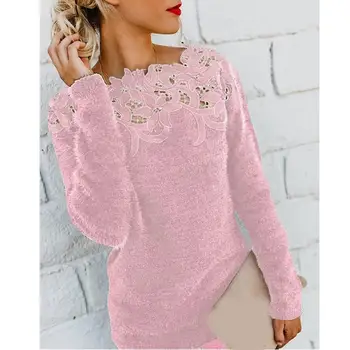 2019 Autumn Women Pullover Jumpers Ladies Long Sleeve Hollow Sweater Female Loose Splice Lace Sweater
2019 Autumn Women Pullover Jumpers Ladies Long Sleeve Hollow Sweater Female Loose Splice Lace Sweater