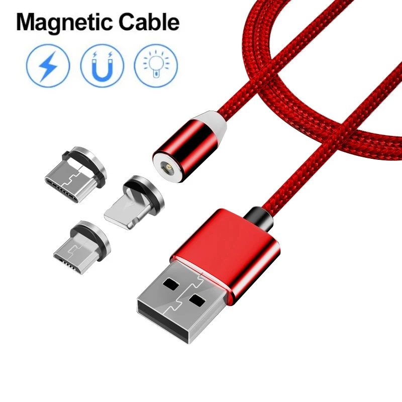 Магнитный Micro USB Type C светодиодный зарядный кабель для iPhone Huawei Honor 8A 8X 8C 7A 7C 7X Samsung A7 J4