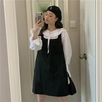 Korean Style Spring Harajuku Outfit Cute Bow Bandage Sweet Ruffles Full Sleeve Shirt Vintage Solid Color Sleeveless Dress Suit 
Korean Style Spring Harajuku Outfit Cute Bow Bandage Sweet Ruffles Full Sleeve Shirt Vintage Solid Color Sleeveless Dress Suit