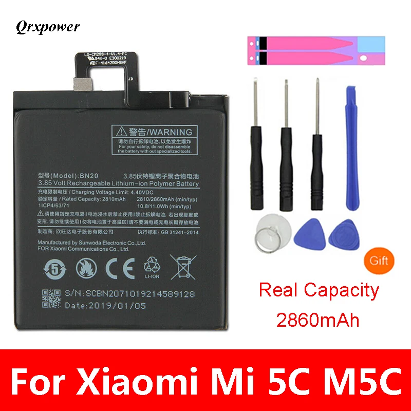 Оригинальный аккумулятор мобильного телефона BN20 для Xiaomi Mi 5C M5C реальная емкость