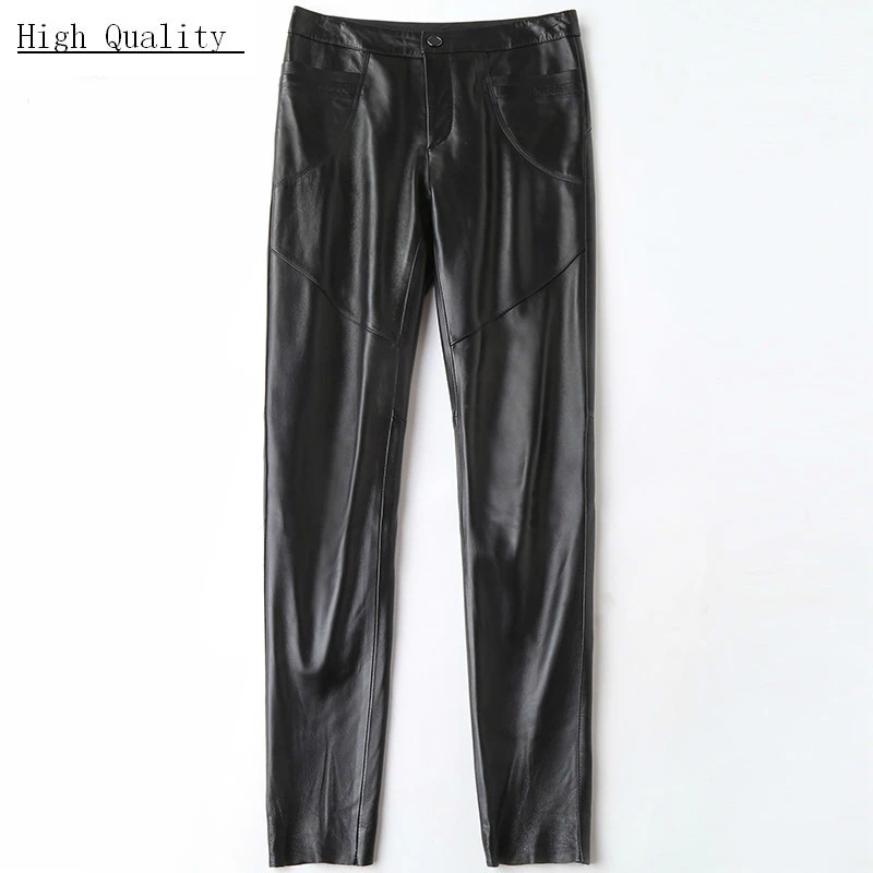Spring Genuine Leather Pants Women Plus Size Black Pants Real Sheepskin Black Trousers Casual Slim Pantalon Femme LWL1608 
Spring Genuine Leather Pants Women Plus Size Black Pants Real Sheepskin Black Trousers Casual Slim Pantalon Femme LWL1608