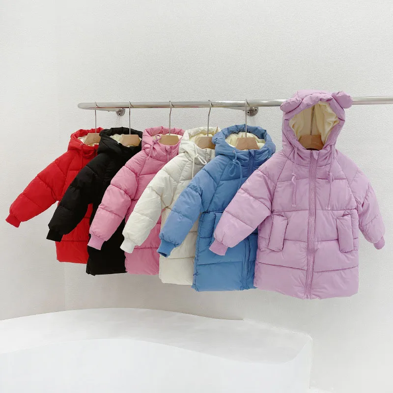 Autumn Winter Cute Bears Ear Hooded Long Cotton Boys Girls Jacket Solid Windproof Warm Children's Outerwear 3-7 Years Old
Autumn Winter Cute Bears Ear Hooded Long Cotton Boys Girls Jacket Solid Windproof Warm Children's Outerwear 3-7 Years Old