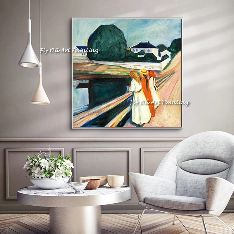The Girl on the Bridge by Edvard Munch Abstract Oil Painting Wall Art Pictures For Living Room Modern Home Decor Famous Artworks | Дом и сад