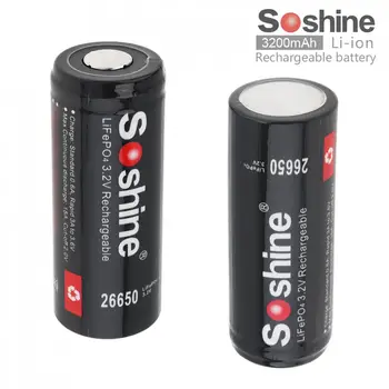 Soshine 2pcs 26500 8A Li-ion 3.7V 12.21WH 3200mAh Flat Top Rechargeable Battery
Soshine 2pcs 26500 8A Li-ion 3.7V 12.21WH 3200mAh Flat Top Rechargeable Battery
