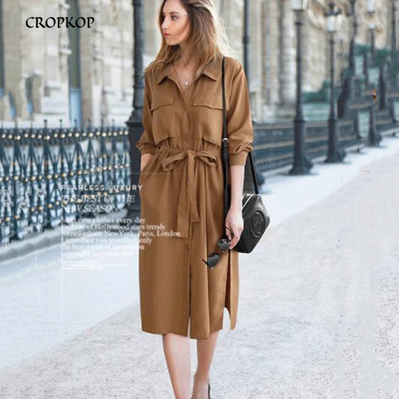 Women Dress Korean Style Long Sleeve Knne-length Shirt Dresses Plus Size 4XL Autumn Winter Elegant Loose Office Lady Wild Dress 
Women Dress Korean Style Long Sleeve Knne-length Shirt Dresses Plus Size 4XL Autumn Winter Elegant Loose Office Lady Wild Dress