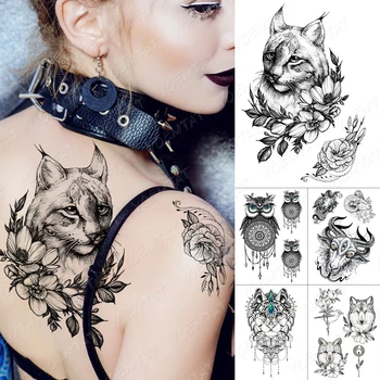 Waterproof Temporary Tattoo Sticker Flowers Cat Lynx Flash Tattoos Owl Satan Goat Body Art Arm Fake Tatoo Women Men
Waterproof Temporary Tattoo Sticker Flowers Cat Lynx Flash Tattoos Owl Satan Goat Body Art Arm Fake Tatoo Women Men