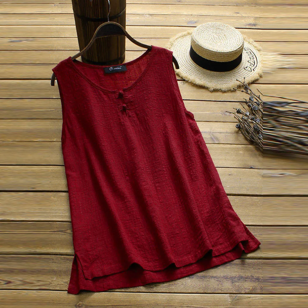 Ladies Large Size Round Neck Button Solid Color Sleeveless Retro Tank Top Solid Color Increase Vintage Sleeveless Vest 04*
Ladies Large Size Round Neck Button Solid Color Sleeveless Retro Tank Top Solid Color Increase Vintage Sleeveless Vest 04*