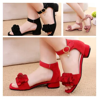 2020 Summer Hot Kids Sandals Fashion Soft Sole Mid-heeled Student Shoes With Flower Decoration,Solid Color Wild Girls Shoes 
2020 Summer Hot Kids Sandals Fashion Soft Sole Mid-heeled Student Shoes With Flower Decoration,Solid Color Wild Girls Shoes