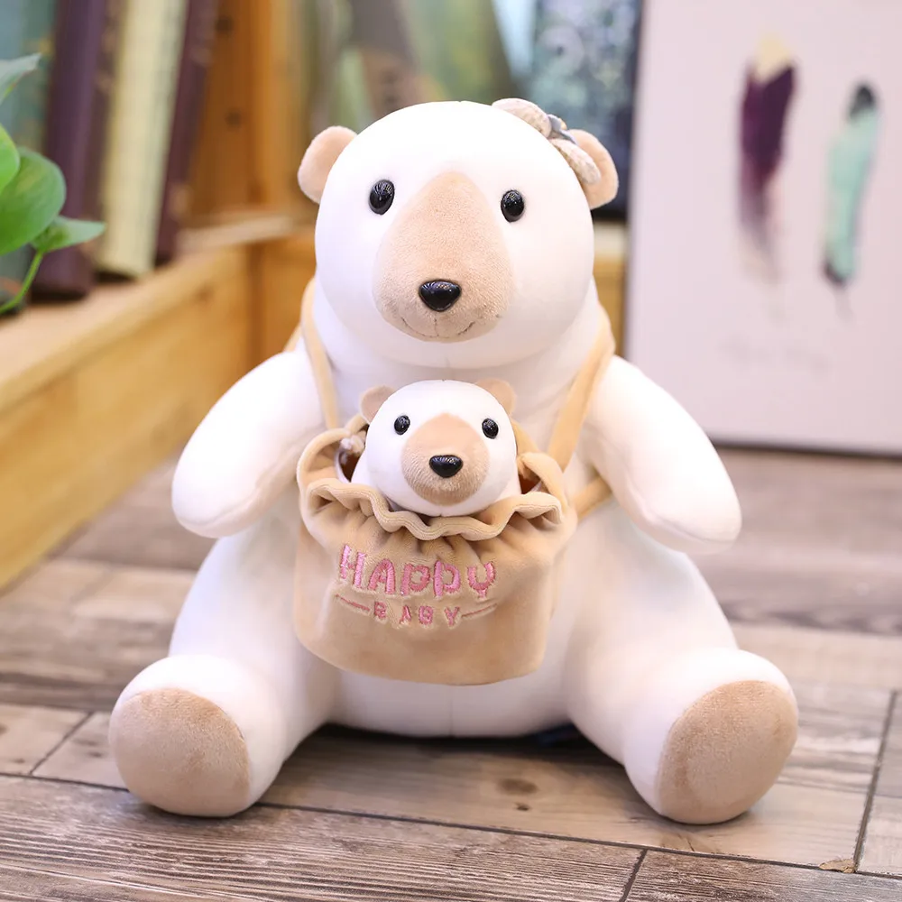Panda Mother and Kid Plush Suffed Toys Animal 25 12 cm Kangaroo Pangolin Anteater Hedgehog Polar Bear Puppet with Bag Mammal (1)